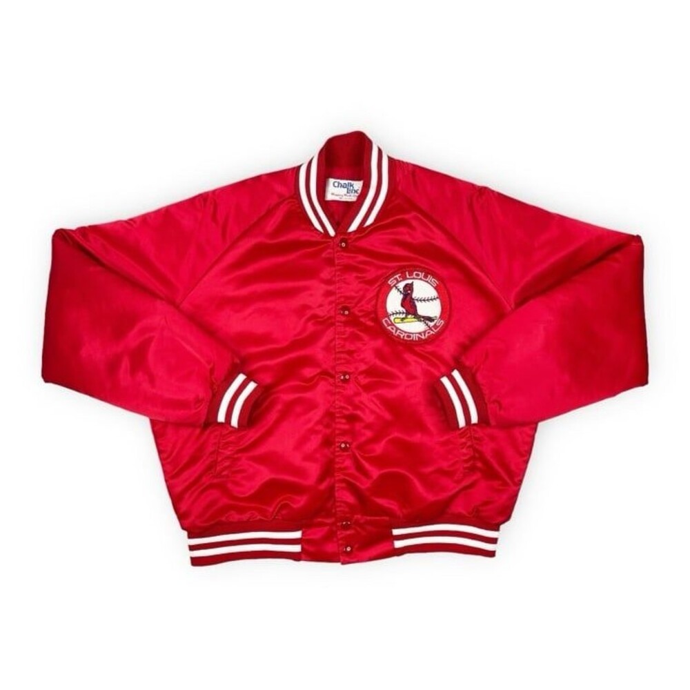 Vintage St Louis Cardinals Jacket 80s 90s Chalk Line Satin Bomber MLB size Small